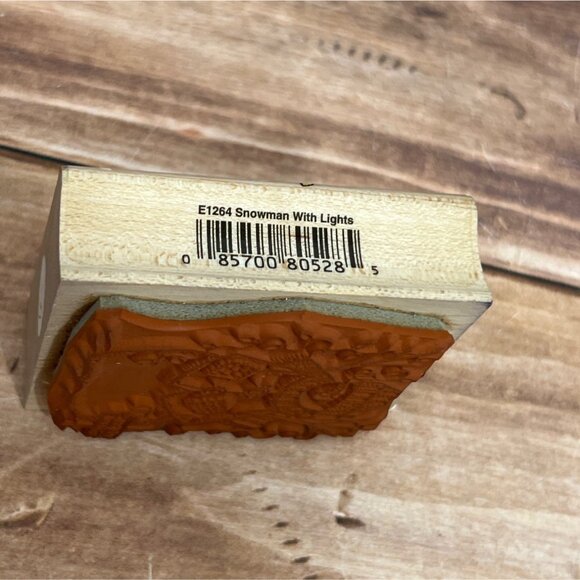 RARE HERO ARTS E1254 SNOWMAN WITH LIGHTS WOOD MOUNTED RUBBER STAMP WELCOME SNOW - Picture 5 of 5